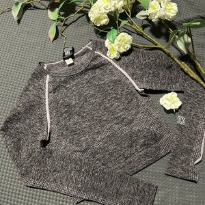 Victoria’s Secret Charcoal work out crop top with Pink Accents long sleeve